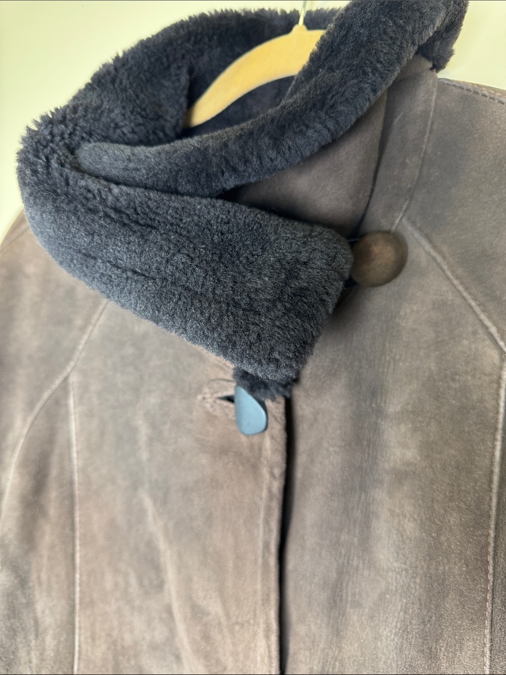 I. J. FOX FURS Boston Vintage Chocolate Brown Suede Shearling Full Length Coat M - Picture 2 of 14